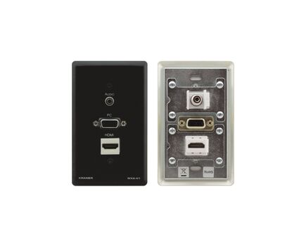 WXA-H1/US(B) Passive Pass–through Wall Plate, 15 pin HD (F), HDMI (F), 3.5mm (F), US, Black, Colour: Black