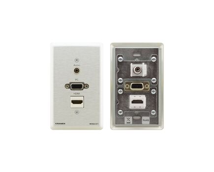 WXA-H1/US(BAL) Passive Pass–through Wall Plate, 15-Pin HD (F), HDMI (F), 3.5mm (F), US, Black Sand, Colour: Silver