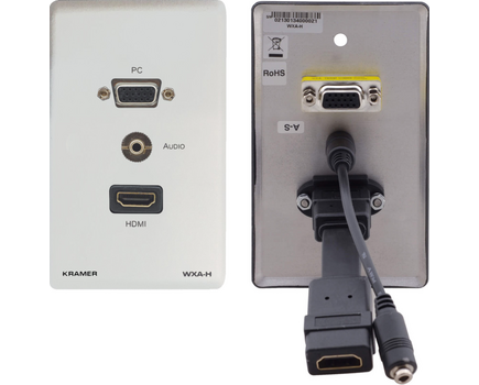 WXA-H/US(W) Wall Plate, 15 pin HD (F), HDMI (F), 3.5mm (F), US, White, Colour: US/White