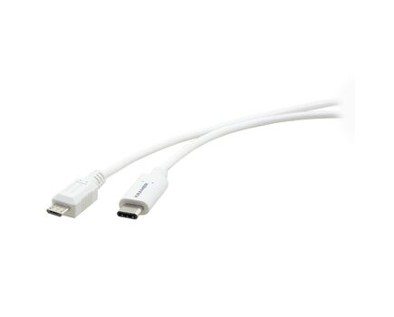 C-USB/CMicroB-6 USB 2.0 USB-C(M) to USB Micro-B(M) Cable, 3.0 m, Length: 1.8, Colour: White