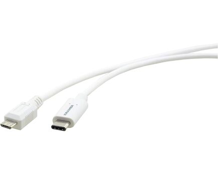 C-USB/CMicroB-3 USB 2.0 USB-C(M) to USB Micro-B(M) Cable, 1.8 m, Length: 0.9, Colour: White