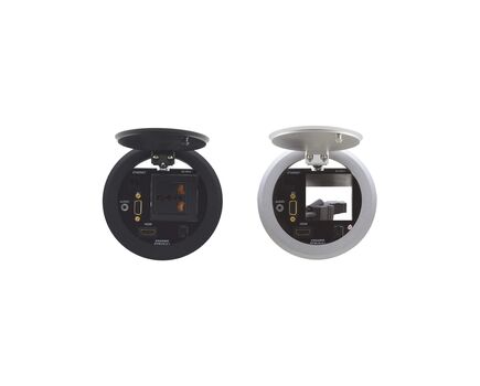 RTBUS-21XL(B) Round Table Connection Bus, Black, Anodized Aluminium Top, For Germany Power Socket, Height: 16, Number of Connection Sockets: 2, Colour: Black