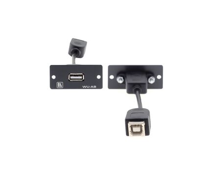 WU-AB(B) USB Wall Plate Insert, Black, Single Slot, USB-TypeA Female to USB-Type B Female, Colour: Black, 2 image