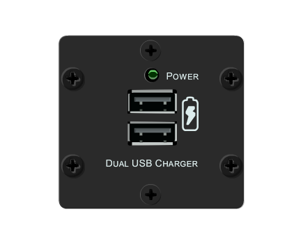 W-2UC(B) Dual USB Charger Insert, Black, Colour: Black