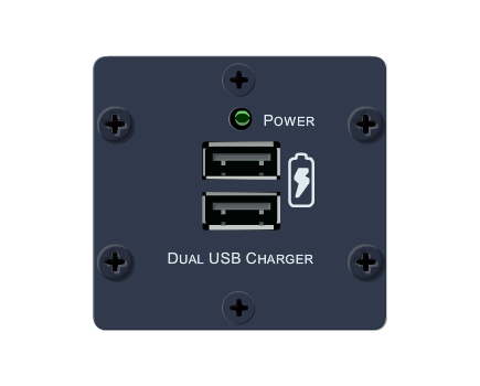 W-2UC(G) Dual USB Charger Insert, Grey, Colour: Grey