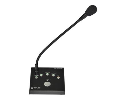 MPAGE4 Desktop Paging Station, 4 Zones, Black, Cardioid, 50Hz to 18kHz