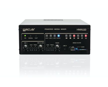 HMA120 Self-Powered Media Mixer, Input Port: 5 (Microphone/Line Level), Output Port: 2 +1 Auxillary Channels