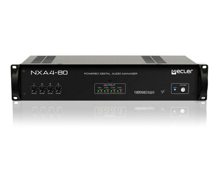 NXA 4-80 Digital Audio Manager, 4x3-pin Euroblock Input, Ethernet & RS-232, 4x2-Pin Euroblock Output, Black