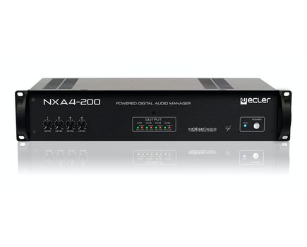 NXA 4-200 Digital Audio Manager, 4x3-pin Euroblock Input, Ethernet & RS-232, 4x2-Pin Euroblock Output, Black