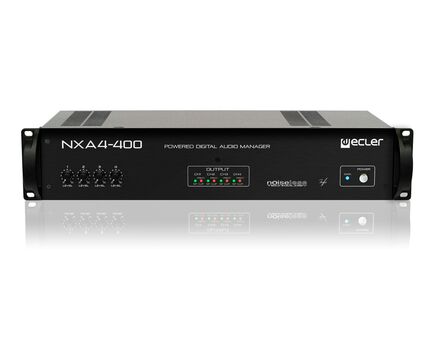 NXA 4-400 Digital Audio Manager, 4x3-pin Euroblock Input, Ethernet & RS-232, 4x2-Pin Euroblock Output, Black