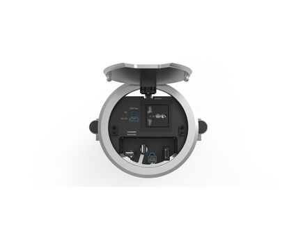 RTBUS-28XL(BC) Round Table Connection Bus, Clear, Brushed Aluminium Top, For Power Socket, Colour: Clear