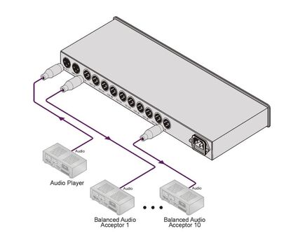 VM-1110XL/110V 1:10 Balanced Mono Audio Distribution Amplifier, 110V, Version: 110V, 4 image