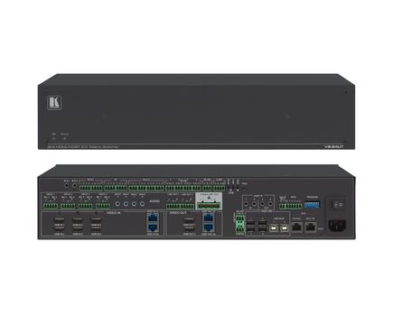 VS-84UT/110V All–in–One Presentation System with 8x4 4K60 4:2:0 HDMI/HDBaseT 2.0 Matrix Switching, Master Room Controller, PoE & Power Amplifier, 110V, Version: 110V