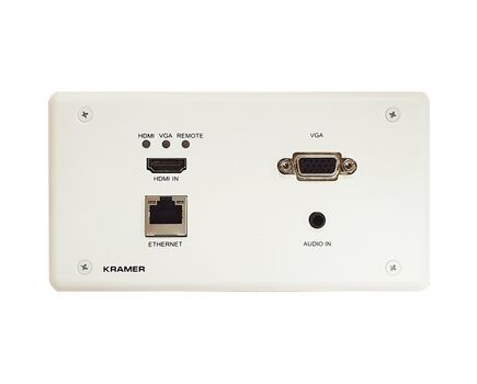 KIT-401/EU-80/86(W) 4K Auto–Switcher/Scaler Kit over Long–Reach HDBaseT — with white EU (80mm) and UK (86mm) size wall–plate frame, Version: EU Version, 4 image